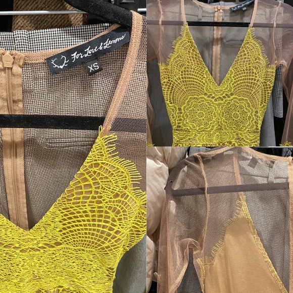 For Love & Lemons Antigua Chartreuse Lace Dress - Picture 2 of 3